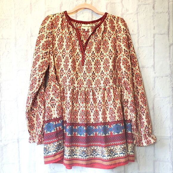 MELLODAY Long-sleeved Bohemian Top - Picture 1 of 8